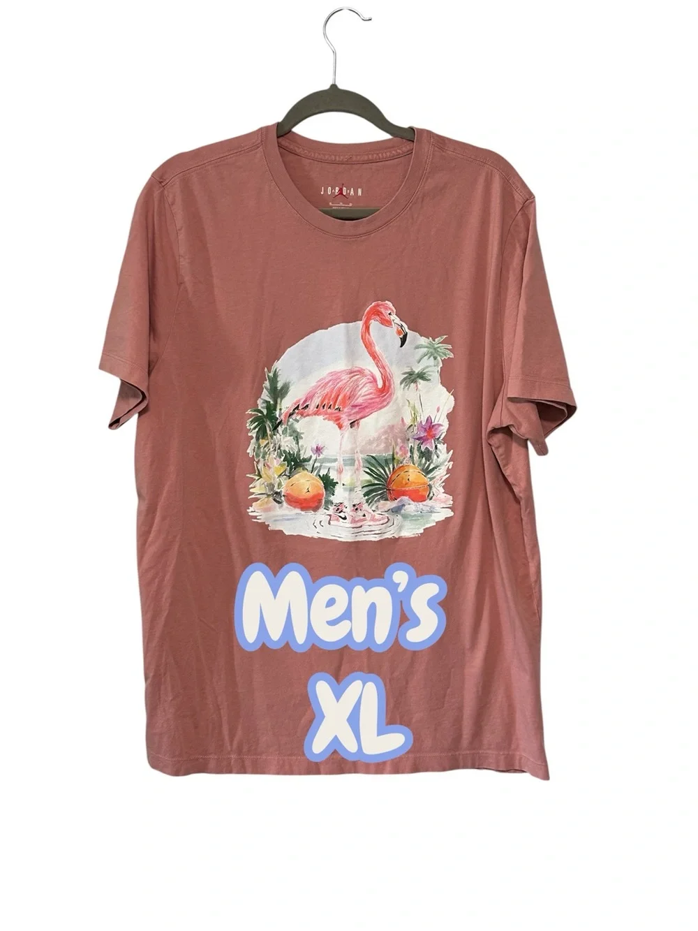 Men’s Nike Air Jordan XL Short Sleeve T-Shirt Top Tee Flamingo Basketball Logo